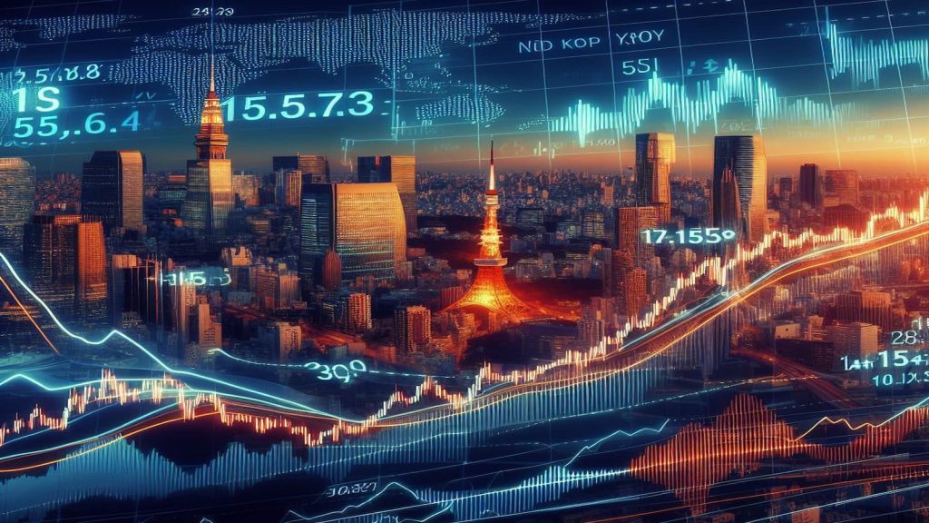 Tokyo forex market with USD/JPY rates